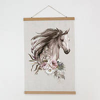 Тканевый постер Лошадь и цветы