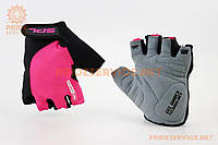 Перчатки без пальцев M с гелевыми вставками под ладонь, чёрно-розовые SBG-1457, ВЕЛОЭКИПИРОВКА