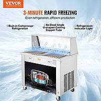 Аппарат VEVOR для жарки роллов мороженого во фритюре, 2 квадратные сковороды 380 x 380 мм для жарки мороженого