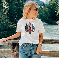 Женская футболка Mishe Принтованная Патриотическая с украинской символикой 44 Белый (200521) ZZ, код: 7955507