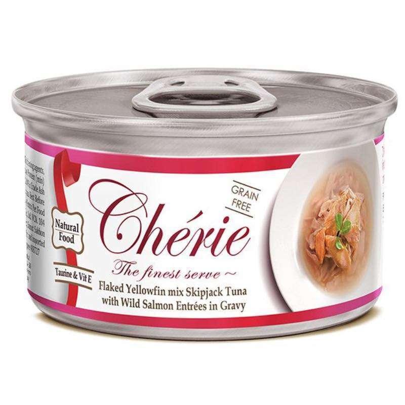 Консерви для котів Cherie Tuna & Salmon, тунець та лосось в соус, 80 г