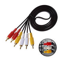 Кабель AV 3 RCA - 3 RCA 1.2м тюльпаны Без бренда