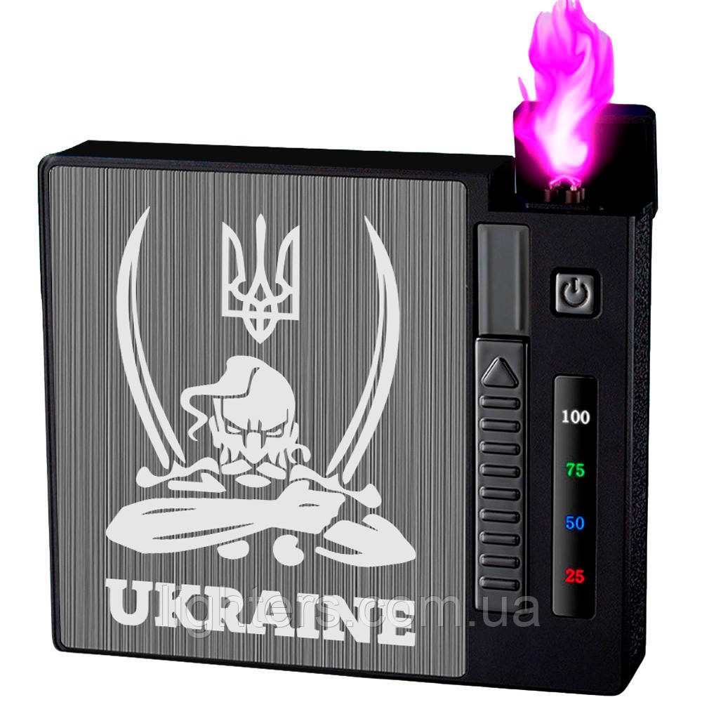 USB Запальничка Козак Ukraine з футляром у подарунковому пакованні US-664U3