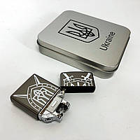 Дуговая электроимпульсная USB зажигалка Украина металлическая коробка HL-446. HF-543 Цвет: черный