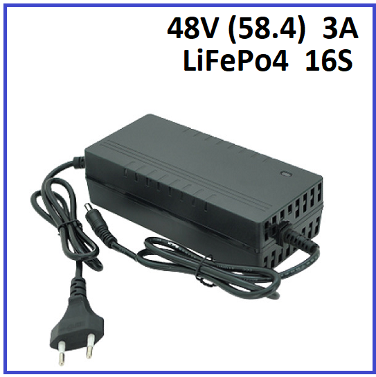 Зарядний пристрій Voltronic для LiFePo4 48V (58.4) 16S до 3A штекер 5.5х2.5, фото 1
