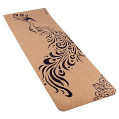 Килимок для фітнесу пробковий з малюнком 183х61х0.4см