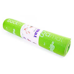 Килимок для фітнесу з малюнком салатовий PVC 173х61х0,6см