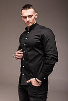 Мужская черная рубашка с длинным рукавом "Modern" Im_730
