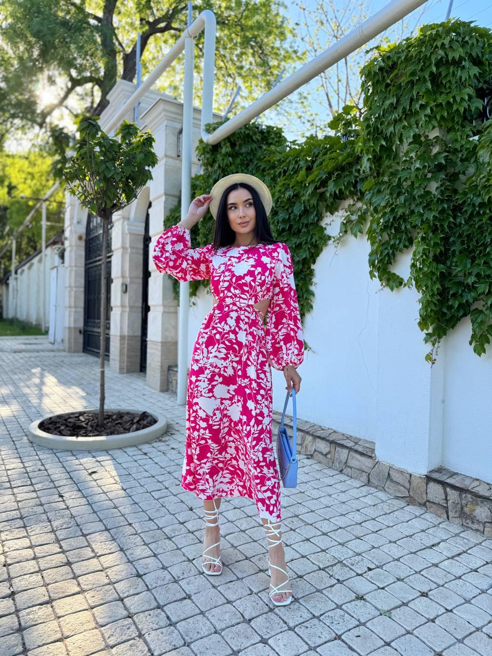 Чарівне жіноче плаття NOBILITAS 42-48 малинового кольору, фото 1