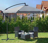 Зонт угловой садовый с наклоном Avko серый 3-метровый с чехлом для дома сада террасы