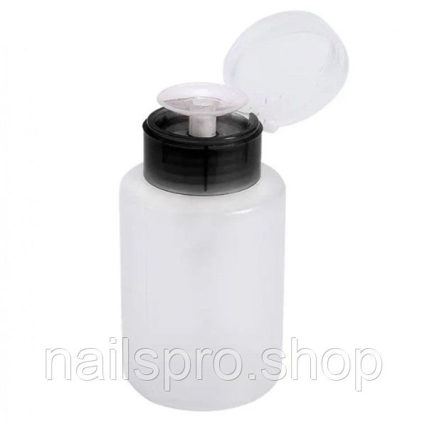 Баночка для рідини з помпою, 150 мл, кришка чорна, фото 1