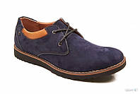 Мужские туфли синий турецкий нубук комфорт на шнуровке Affinity 1590-229 скидка