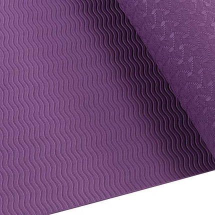 Килимок для фітнесу фіолетовий TPE+TC 183х61х0, 6см, фото 2