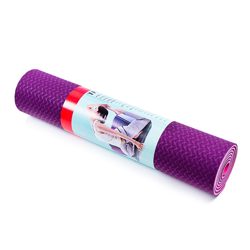 Килимок для фітнесу фіолетово-рожевий TPE+TC 183х61х0, 6см