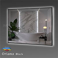 Зеркало в черной алюминиевой раме ORIANA BLACK, с фоновой подсветкой (800x900x30)