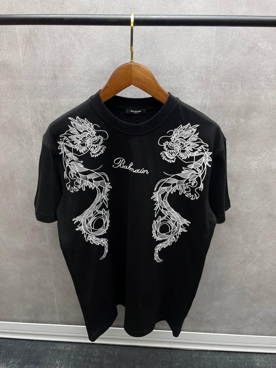 Чоловіча футболка BALMAIN CK8082 чорна S, L