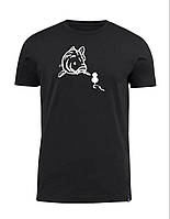 Рибацька  футболка чорна, футболка для рибалок з принтом, подарунок рибаку