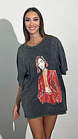 Женские футболки варенка оверсайз с рисунком в стиле тай дай Турция