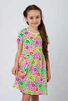 Летнее платье для девочки / Трикотажное платье на девочку 128, разноцветные звезды