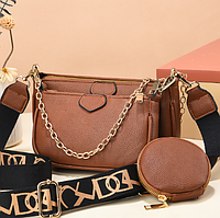Женская мини сумочка клатч мульти сумка 3в1, набор сумочек кросс-боди через плечо Коричневый