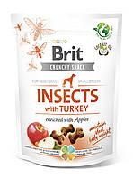 Ласощі Brit Care Кранчі Крекер Інсектс візок Терки для собак для підтримки ваги комахи та індичка яблуко 200г