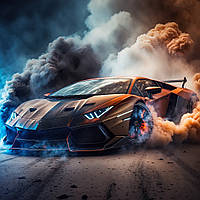 Картина на полотні "Lamborghini у клубах диму"