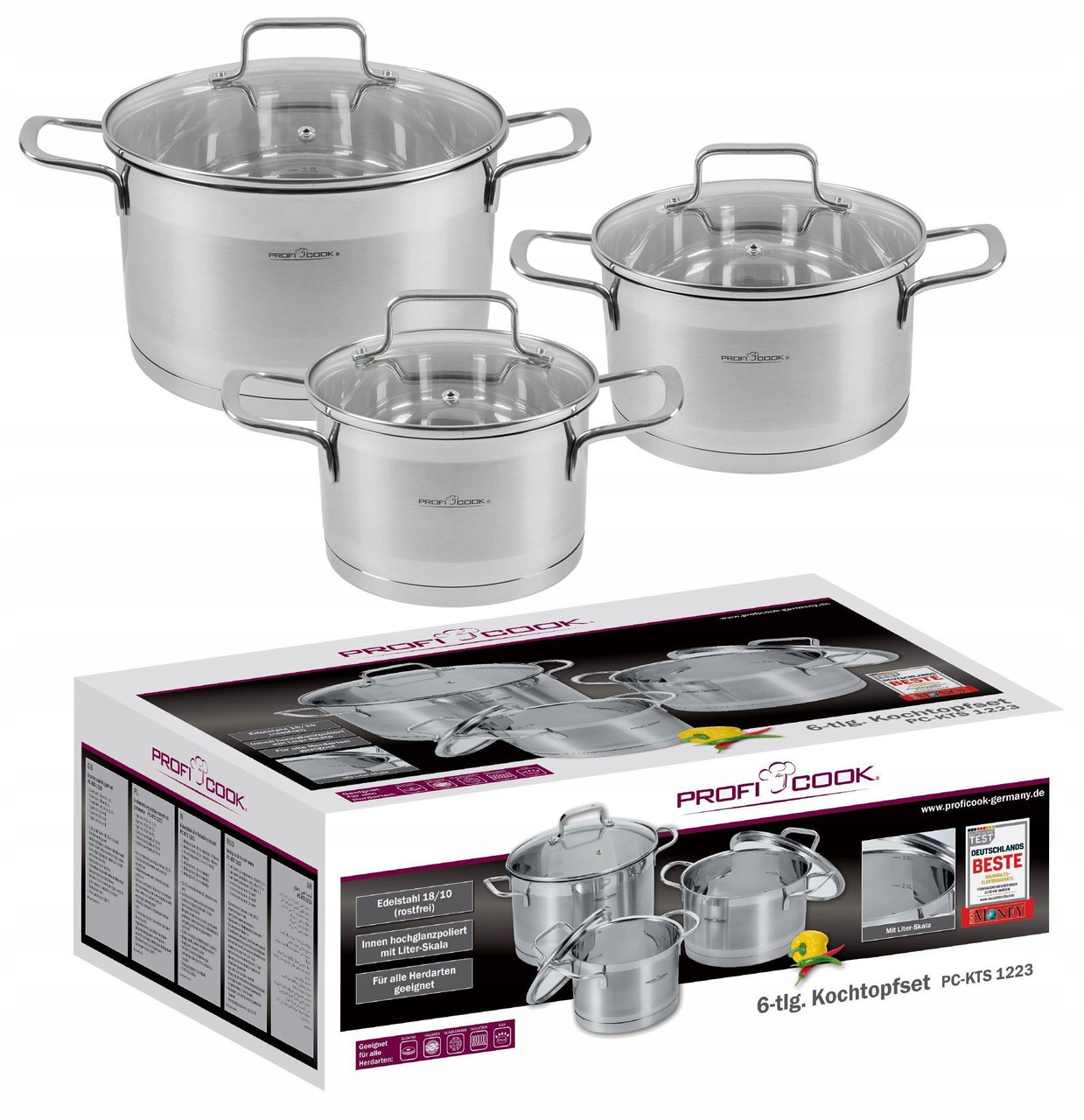 Набір каструль 6 елементів ProfiCook PC KTS 1223, фото 1