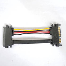 Кабель SATA 3.0, 7+15pin (M) to SATA 7+15pin (F) - 10см