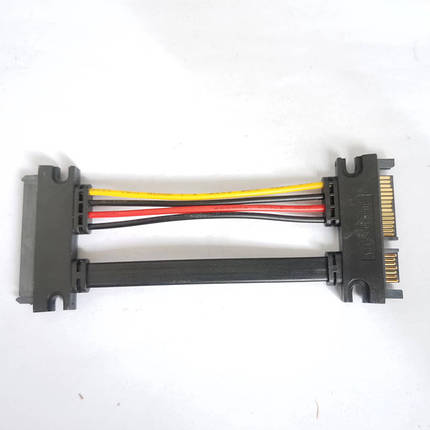 Кабель SATA 3.0, 7+15pin (M) to SATA 7+15pin (F) - 10см, фото 1