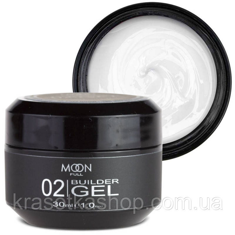 Моделюючий гель для нарощування нігтів Moon Full Builder Gel №02 білий, 30 мл