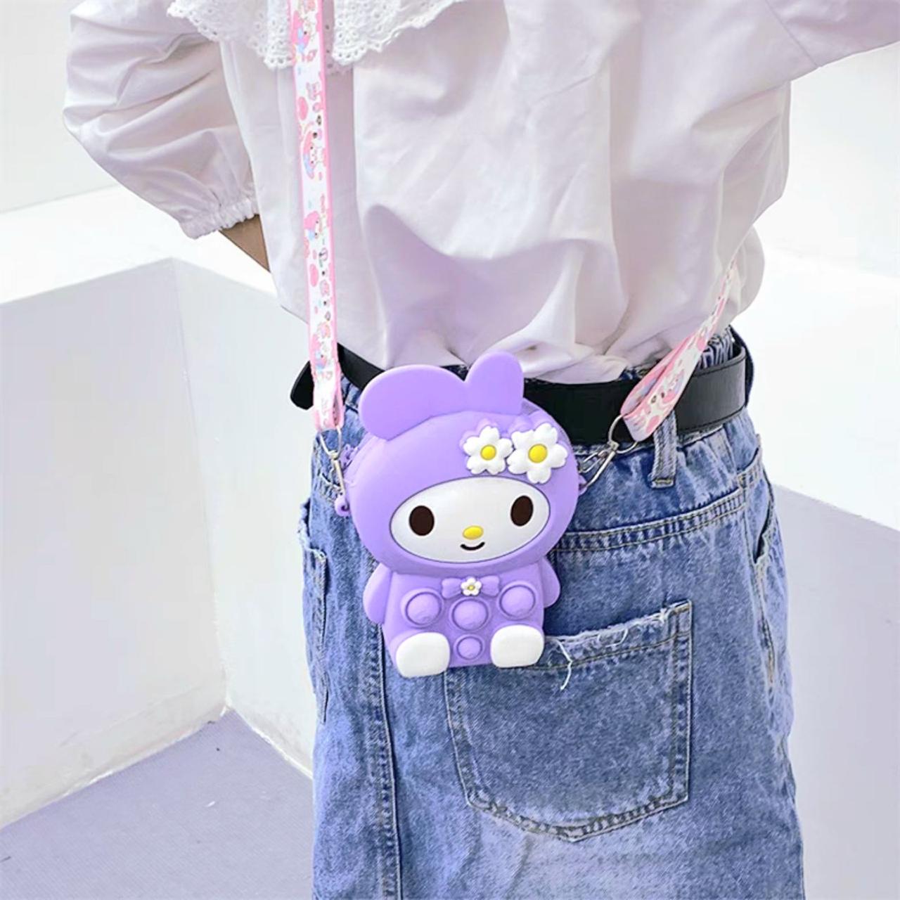 Маленька дитяча силіконова сумочка Зайчик з поп-ітом фіолетова