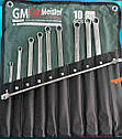 НАБІР КЛЮЧІВ НАКИДНИХ ПОДОВЖЕНИХ З ТРЕЩІТКОЮ В ПЛАХТІ GUT MEISTER 10ШТ 8-19MM, фото 6