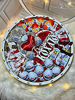 Подарочный набор со сладостями для любимой девушки, женщины /Подарочный круглый бокс - мишка Тедди