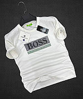Мужская футболка Hugo Boss белая с принтом на груди