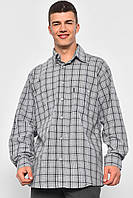 Рубашка мужская батальная серого цвета в клеточку 174783L