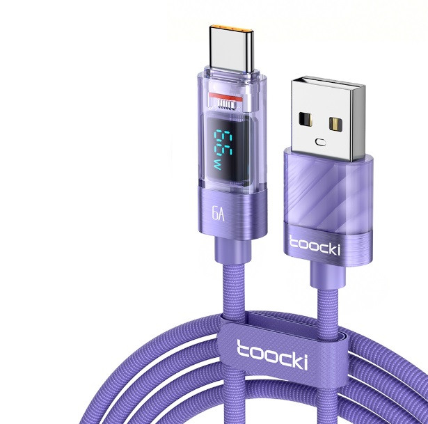 Кабель Toocki USB Type-C PD 100w Fast Charge з дисплеєм QC 3.0 100см провід для швидкого заряджання передачі даних