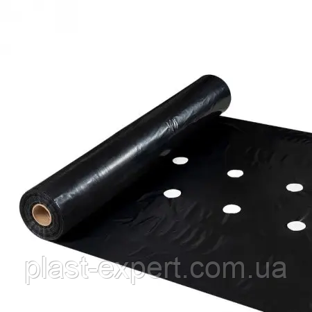 Пленка Мульча для Клубники Черная 40мкм|3года полотно 1,2 | 10метров с ПЕРФОРАЦИЕЙ в 2 ряда 25х30см - фото 1 - id-p2215170867