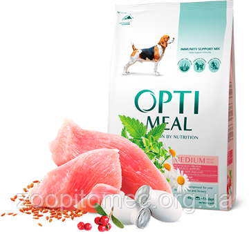 Optimeal (Оптимил) Корм для собак середніх порід з індичкою, 4 кг