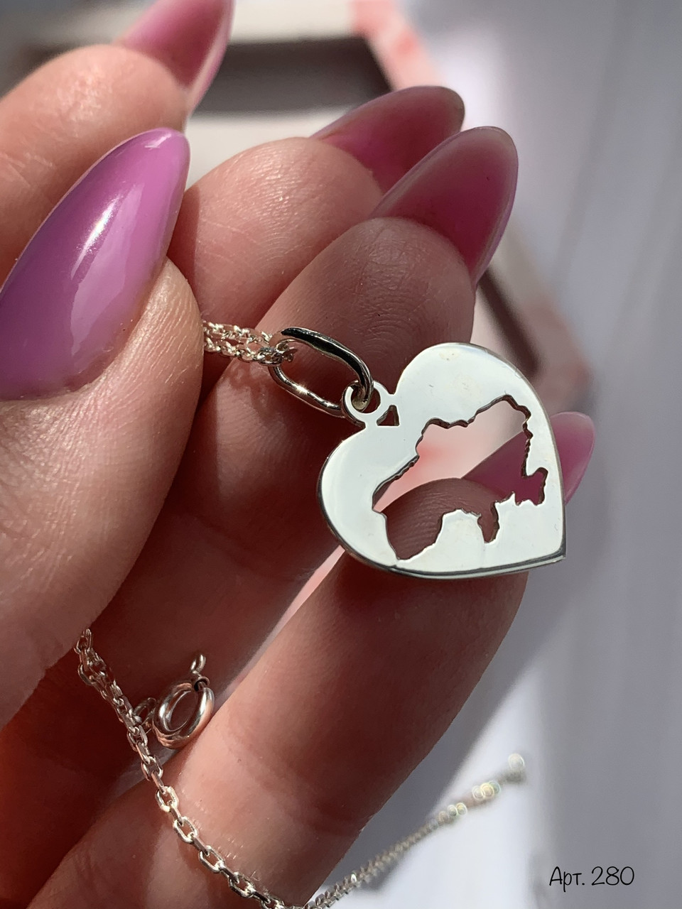Срібний кулон Україна в серці, фото 1