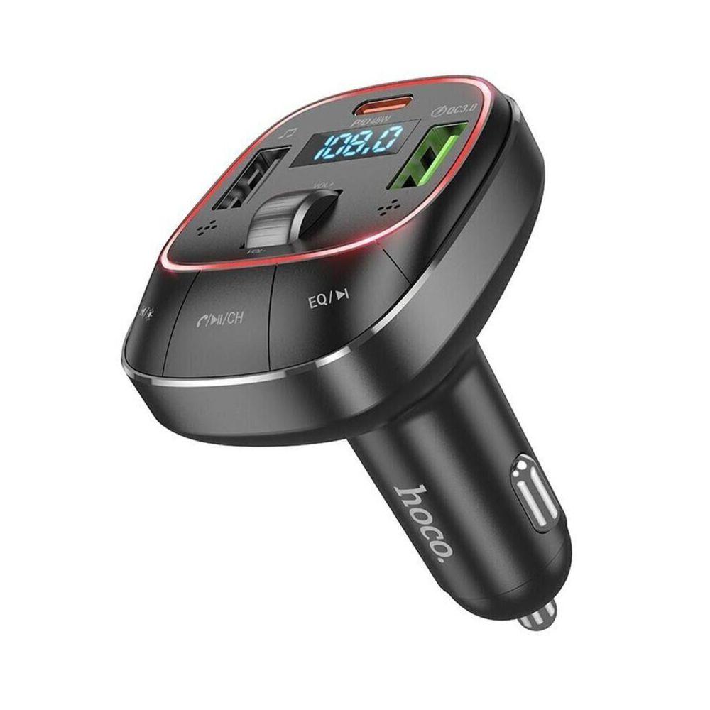 FM-трансмітер Hoco E76 Pole PD48W+QC3.0 car BT FM transmitter Колір Чорний