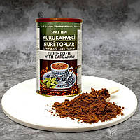 Турецкий кофе молотый Nuri Toplar с кардамоном 250 г, кофе мелкомолотый для турки, умеренно крепкий, ароматный