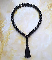 Чотки з натурального чорного агату (не прес) 12 мм на 33 намистини