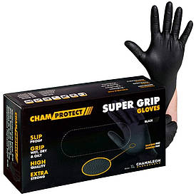 Нітрилові захисні рукавички колір чорний розмір XL Chamaleon Super Grip Gloves Black XL 80шт.