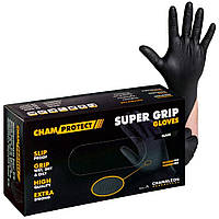 Нитриловые защитные перчатки цвет черный размер M Chamaleon Super Grip Gloves Black M 80шт.