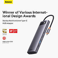 USB-Хаб Baseus Metal Gleam Series 12-in-1 (Type-C to HDMI+USB3.1*2+USB3.0*2+Type-C 3.1+PD+RJ45+SD/TF, фото 4