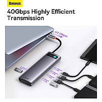 USB-Хаб Baseus Metal Gleam Series 12-in-1 (Type-C to HDMI+USB3.1*2+USB3.0*2+Type-C 3.1+PD+RJ45+SD/TF, фото 5