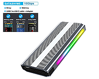 Зовнішня кишеня Deepfox M9 RGB для M.2 SSD NVMe (PCIe) / NGFF (Sata) Type-C USB 3.1 Gen 2 Original, фото 5