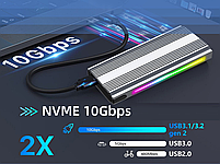 Зовнішня кишеня Deepfox M9 RGB для M.2 SSD NVMe (PCIe) / NGFF (Sata) Type-C USB 3.1 Gen 2 Original, фото 7