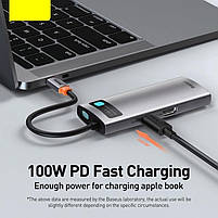 USB-Хаб Baseus Metal Gleam Series 5-in-1 30Hz Version (3xUSB3.0 + 4KHD + Type-C), фото 3