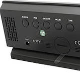 Годинник настільний VST 897L 9090 із зеленою підсвіткою, чорний, фото 2